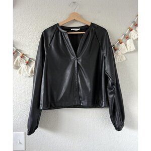 Anthropologie Avec Les Filles Faux Leather Button Up Boxy Top Grunge Whimsygoth